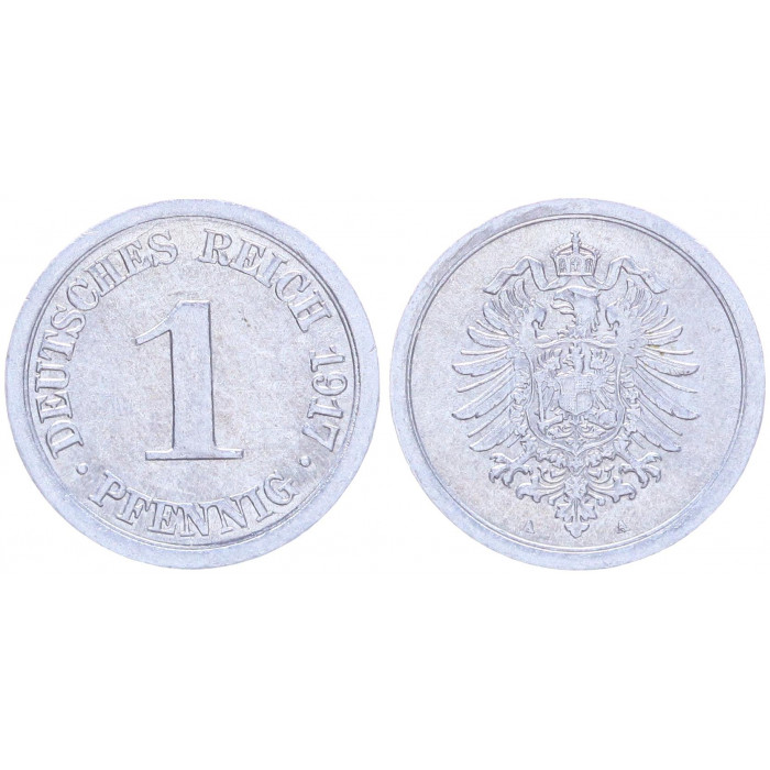 Германия 1 Пфенниг 1917 A год UNC KM# 24 Берлин 