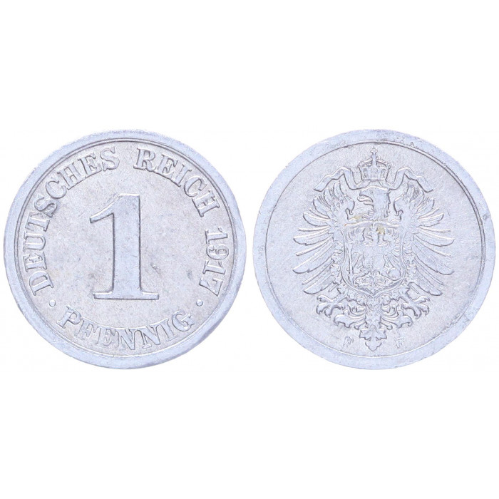 Германия 1 Пфенниг 1917 F год UNC KM# 24 Штутгарт