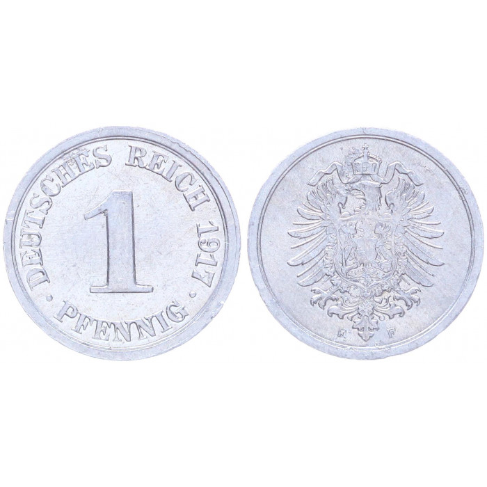 Германия 1 Пфенниг 1917 F год UNC KM# 24 Штутгарт