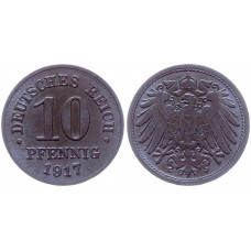 Германия 10 Пфеннигов 1917 год XF KM# 26 Германская империя (BOX321)