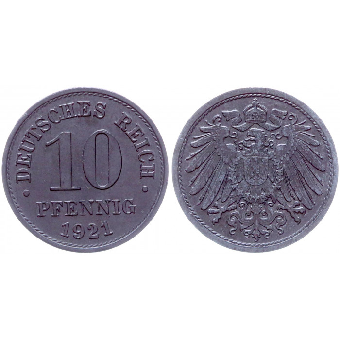Германия 10 Пфеннигов 1921 год XF KM# 26 Германская империя (BOX692)