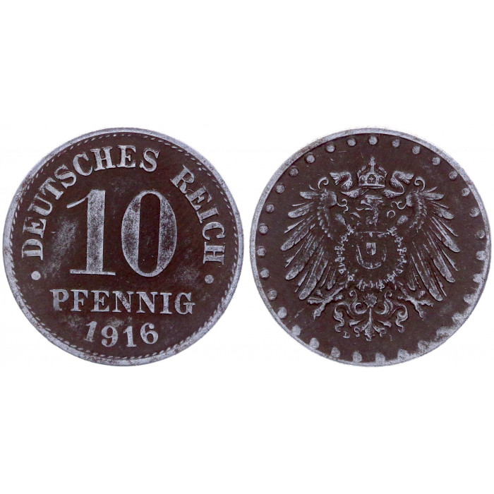 Германия 10 Пфеннигов 1916 D год KM# 20 Мюнхен Германская империя (BOX588)