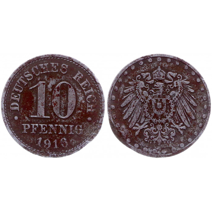 Германия 10 Пфеннигов 1916 G год KM# 20 Карлсруэ Германская империя