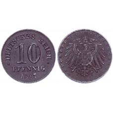 Германия 10 Пфеннигов 1917 A год KM# 20 Берлин Германская империя (BOX737)