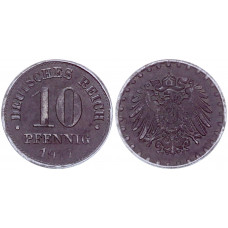 Германия 10 Пфеннигов 1917 F год KM# 20 Штутгарт Германская империя (BOX1072)