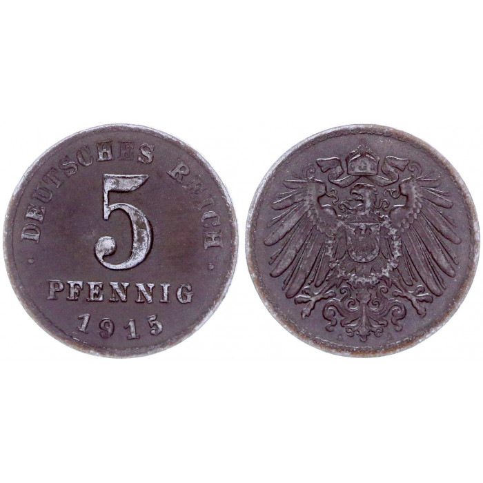 Германия 5 Пфеннигов 1915 A год KM# 19 Берлин Германская империя (BOX1031)