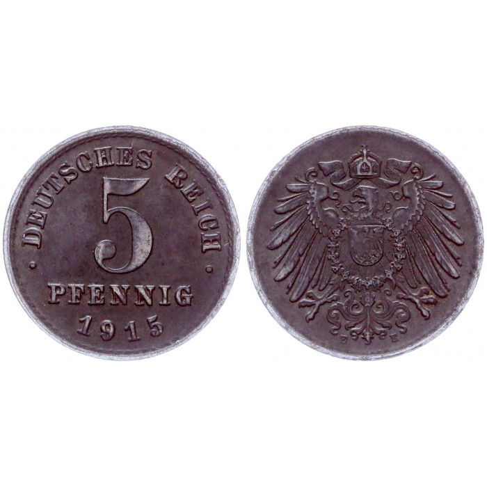 Германия 5 Пфеннигов 1915 E год KM# 19 Мюльденхюттен Германская империя (BOX473)