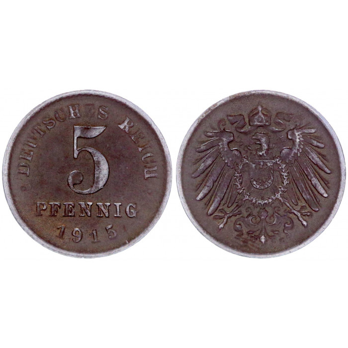 Германия 5 Пфеннигов 1915 G год KM# 19 Карлсруэ Германская империя (BOX1095)