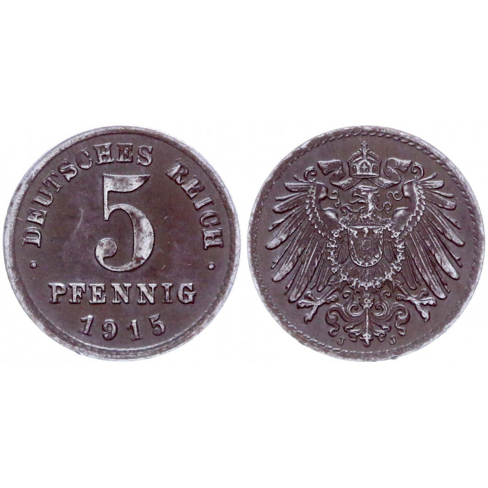 Германия 5 Пфеннигов 1915 J год KM# 19 Гамбург Германская империя (BOX)