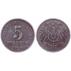 Германия 5 Пфеннигов 1916 D год KM# 19 Мюнхен Германская империя (BOX887)