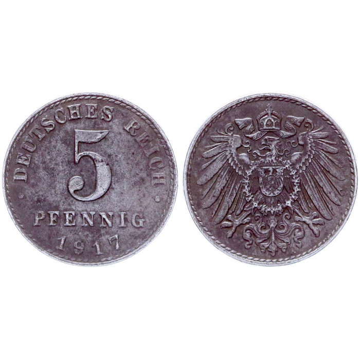 Германия 5 Пфеннигов 1917 A год KM# 19 Берлин Германская империя (BOX2000)