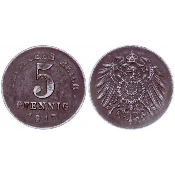 Германия 5 Пфеннигов 1917 D год KM# 19 Мюнхен Германская империя (BOX2001)