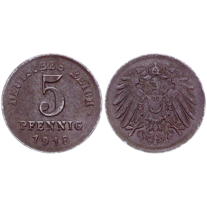 Германия 5 Пфеннигов 1918 D год KM# 19 Мюнхен Германская империя (BOX2007)