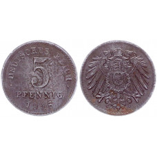 Германия 5 Пфеннигов 1918 E год KM# 19 Мюльденхюттен Германская империя (BOX2008)