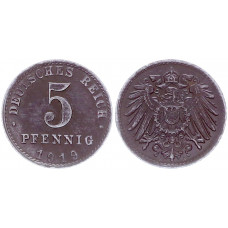 Германия 5 Пфеннигов 1919 A год KM# 19 Берлин Германская империя (BOX2012)