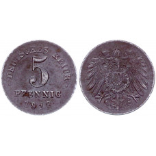 Германия 5 Пфеннигов 1919 D год KM# 19 Мюнхен Германская империя (BOX2013)