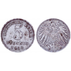 Германия 5 Пфеннигов 1920 D год KM# 19 Мюнхен Германская империя (BOX2019)