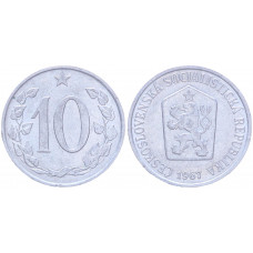 Чехословакия 10 Геллеров 1967 год KM# 49.1 Богемский лев (BOX2063)