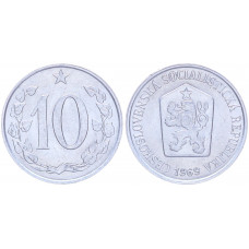 Чехословакия 10 Геллеров 1969 год KM# 49.1 Богемский лев (BOX2065)