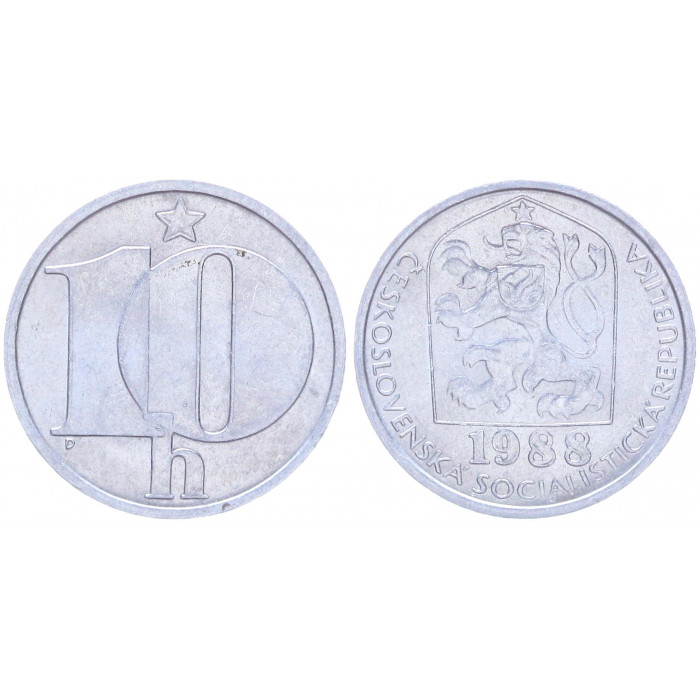 Чехословакия 10 Геллеров 1988 год KM# 80 Богемский лев (BOX2082)
