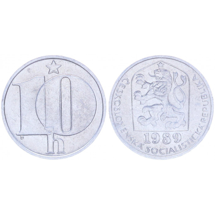 Чехословакия 10 Геллеров 1989 год KM# 80 Богемский лев (BOX2083)