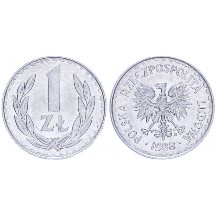 Польша 1 Злотый 1988 год KM# 49.2 (BOX2150)
