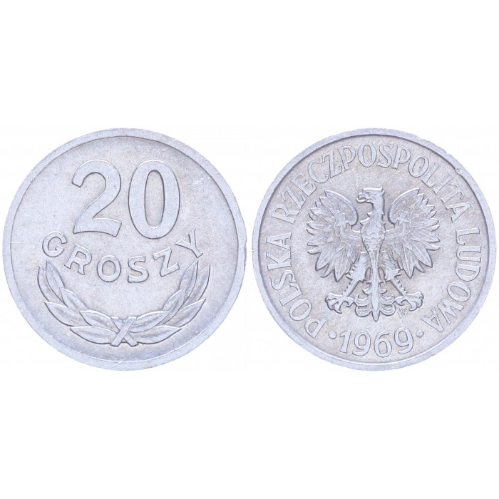 Польша 20 Грошей 1969 год Y# a47 (BOX2175)