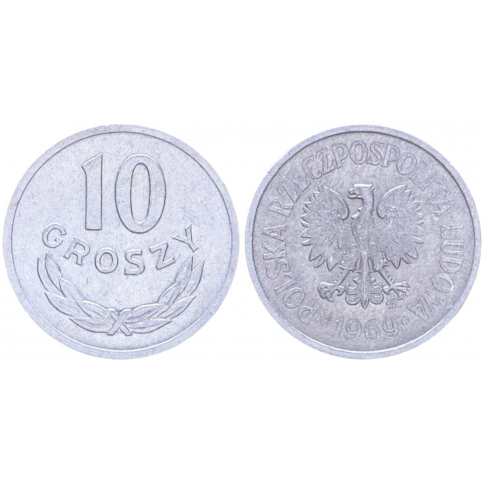 Польша 10 Грошей 1969 год Y# aa47 (BOX2192)