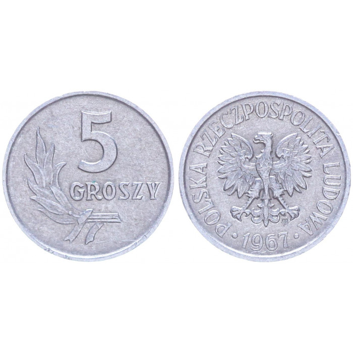 Польша 5 Грошей 1967 год Y# a46 (BOX2217)