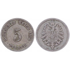 Германия 5 Пфеннигов 1876 A год KM# 3 Берлин Германская империя (BOX2334)