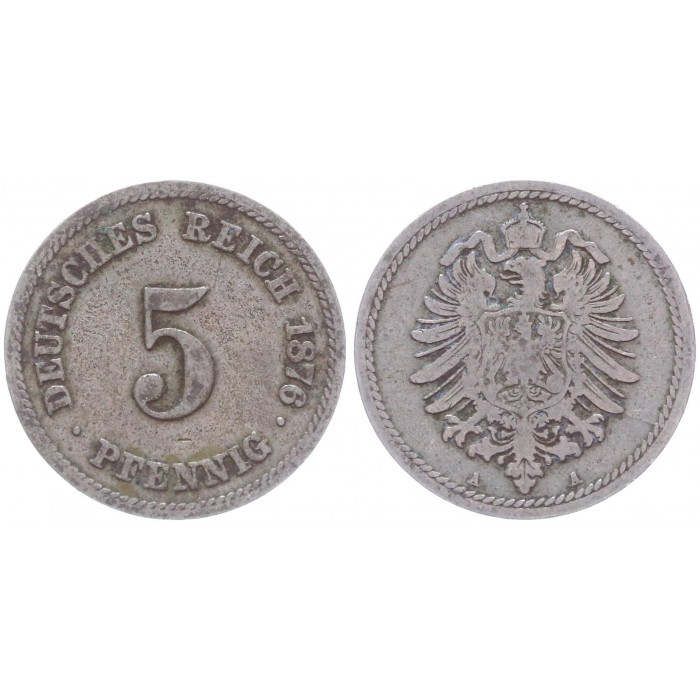 Германия 5 Пфеннигов 1876 A год KM# 3 Берлин Германская империя (BOX2334)