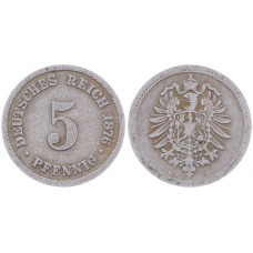 Германия 5 Пфеннигов 1876 B год KM# 3 Ганновер Германская империя (BOX2335)