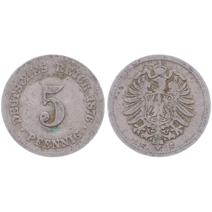 Германия 5 Пфеннигов 1876 C год KM# 3 Франкфурт Германская империя (BOX2336)