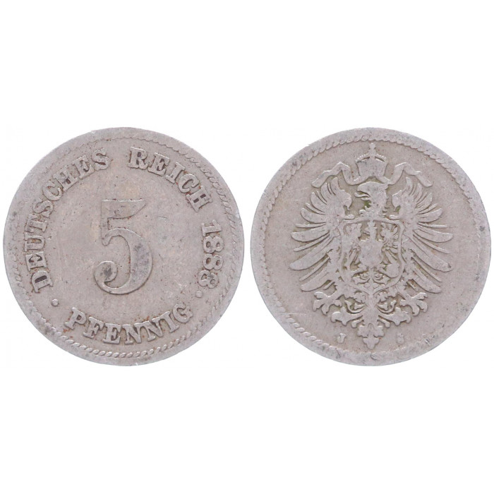 Германия 5 Пфеннигов 1888 J год KM# 3 Гамбург Германская империя (BOX2344)