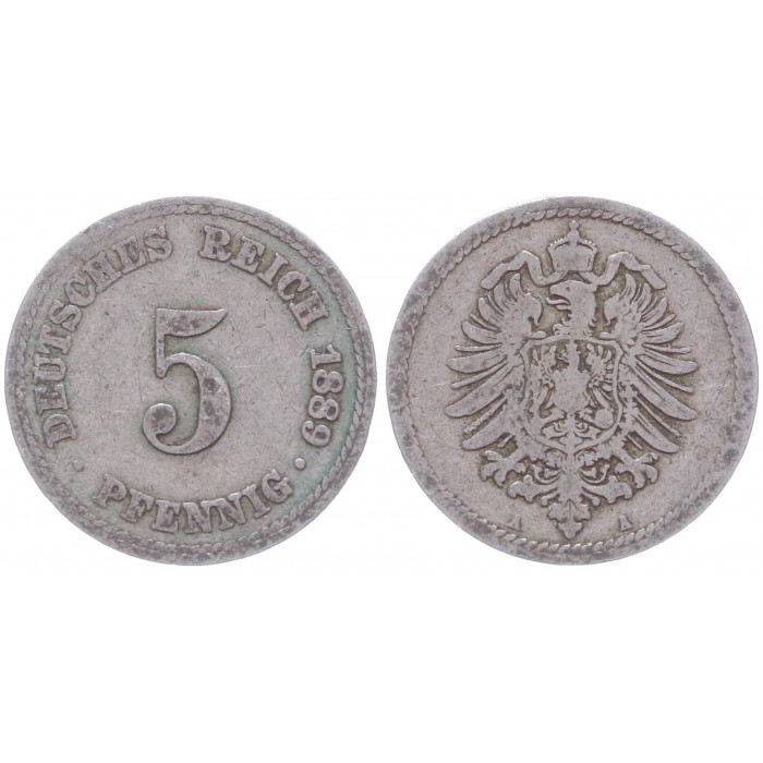 Германия 5 Пфеннигов 1889 A год KM# 3 Берлин Германская империя (BOX2345)