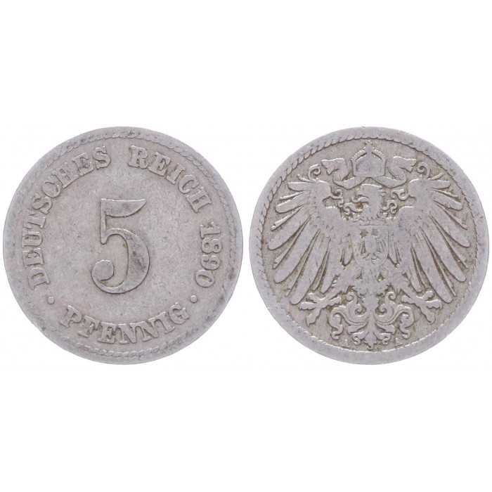 Германия 5 Пфеннигов 1890 A год KM# 11 Берлин Германская империя (BOX2348)