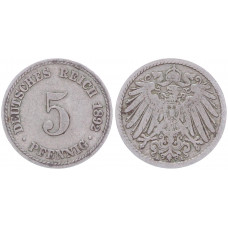 Германия 5 Пфеннигов 1892 A год KM# 11 Берлин Германская империя (BOX2351)