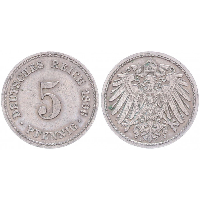 Германия 5 Пфеннигов 1896 A год KM# 11 Берлин Германская империя (BOX2355)