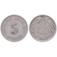Германия 5 Пфеннигов 1897 D год KM# 11 Мюнхен Германская империя (BOX2358)