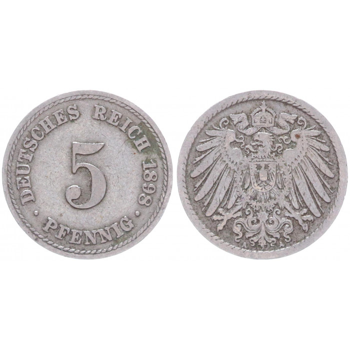 Германия 5 Пфеннигов 1898 A год KM# 11 Берлин Германская империя (BOX2359)