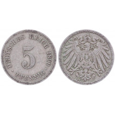 Германия 5 Пфеннигов 1899 A год KM# 11 Берлин Германская империя (BOX2361)