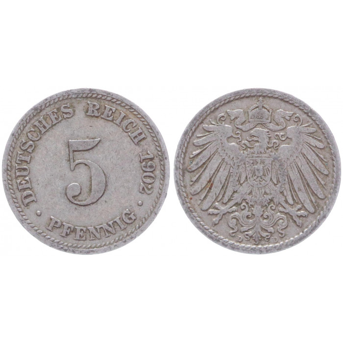 Германия 5 Пфеннигов 1902 D год KM# 11 Мюнхен Германская империя (BOX2374)