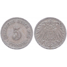 Германия 5 Пфеннигов 1902 F год KM# 11 Штутгарт Германская империя (BOX2376)