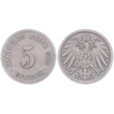 Германия 5 Пфеннигов 1905 A год KM# 11 Берлин Германская империя (BOX2382)