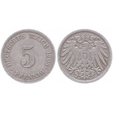 Германия 5 Пфеннигов 1905 D год KM# 11 Мюнхен Германская империя (BOX2383)