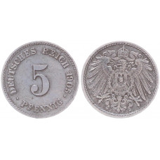 Германия 5 Пфеннигов 1905 J год KM# 11 Гамбург Германская империя (BOX2385)