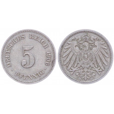 Германия 5 Пфеннигов 1906 A год KM# 11 Берлин Германская империя (BOX2386)