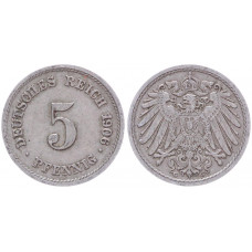 Германия 5 Пфеннигов 1906 G год KM# 11 Карлсруэ Германская империя (BOX2390)