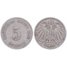 Германия 5 Пфеннигов 1906 J год KM# 11 Гамбург Германская империя (BOX2391)