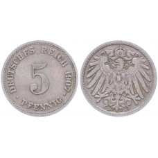 Германия 5 Пфеннигов 1907 D год KM# 11 Мюнхен Германская империя (BOX2393)